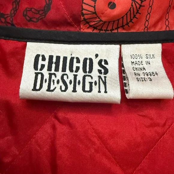 Vintage Chico’s Women's Red 100% Silk Jacket, Size 3 (XL) - Picture 2 of 4